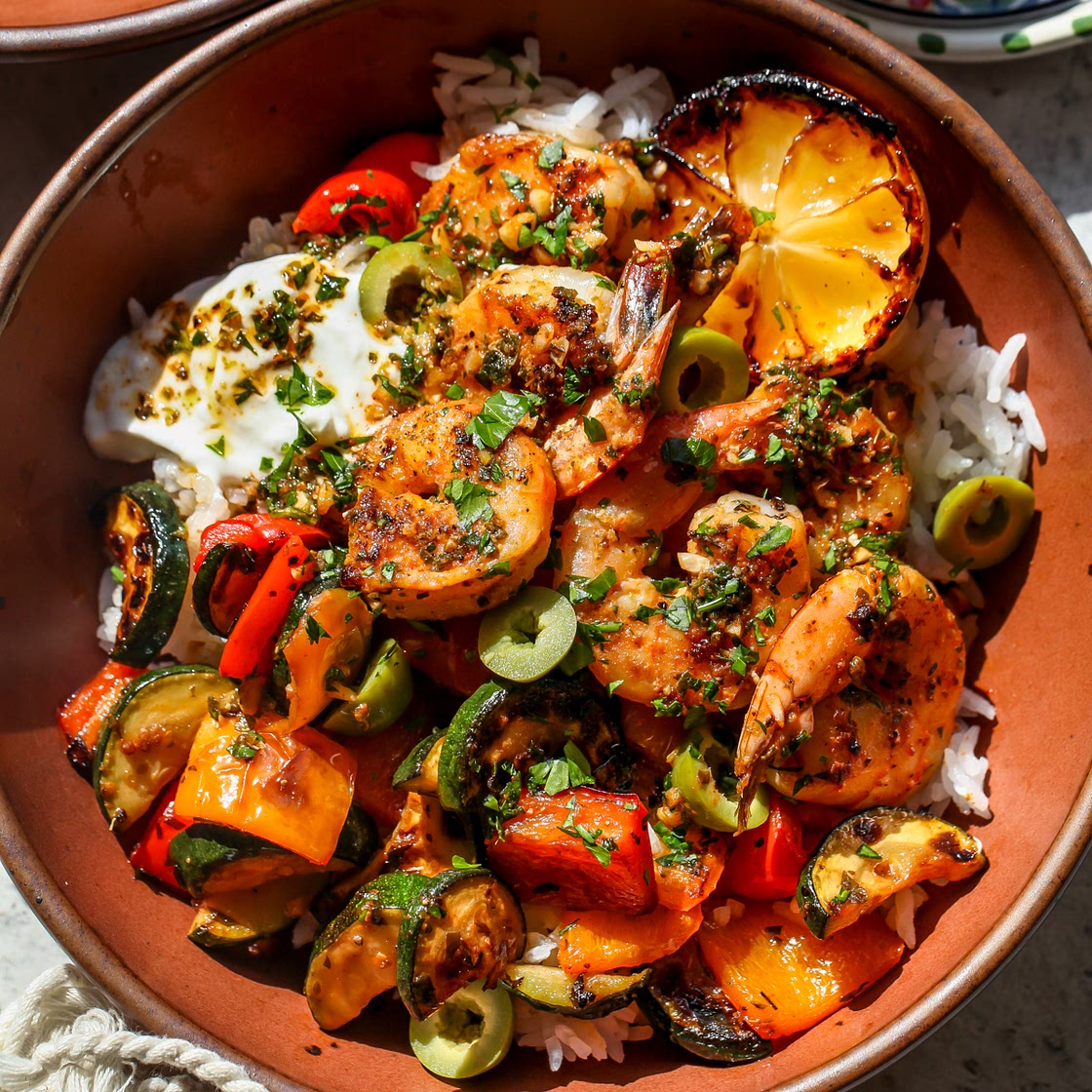 30 Minute Greek Shrimp Bowls