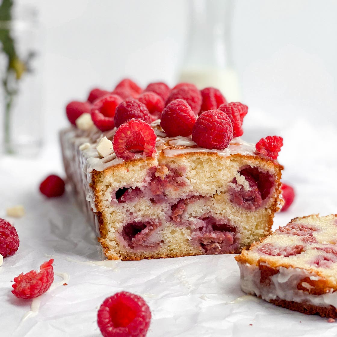 Raspberry White Chocolate Loaf Cake