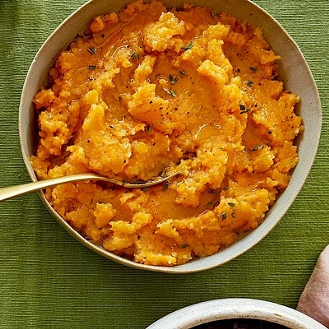Carrot & swede mash with brown butter & thyme