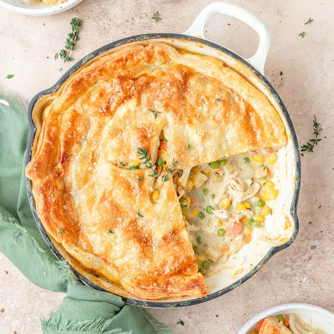 Skillet Chicken Pot Pie with Puff Pastry