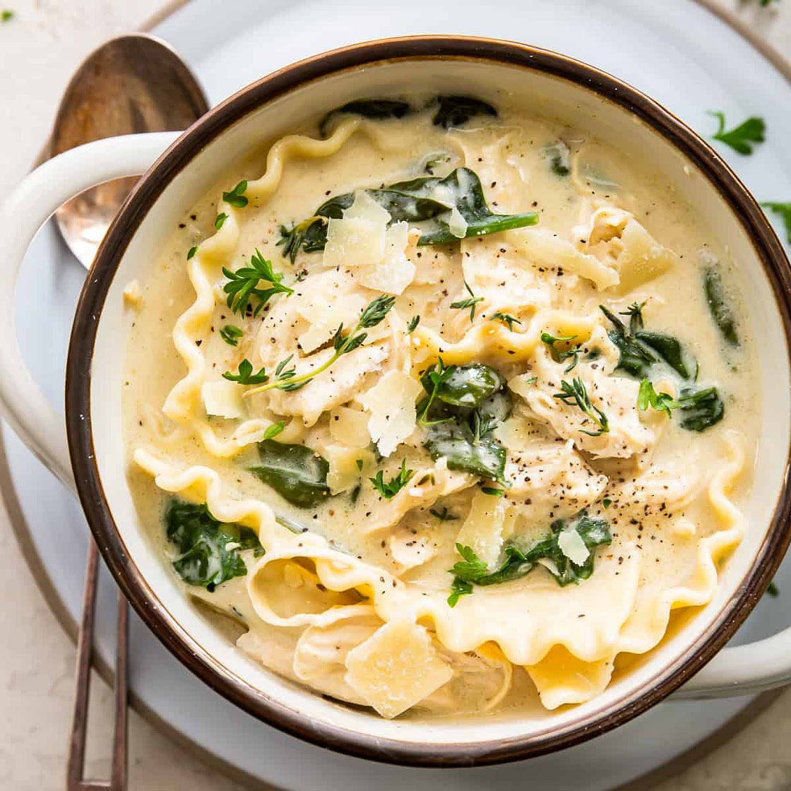 White Chicken Lasagna Soup Recipe