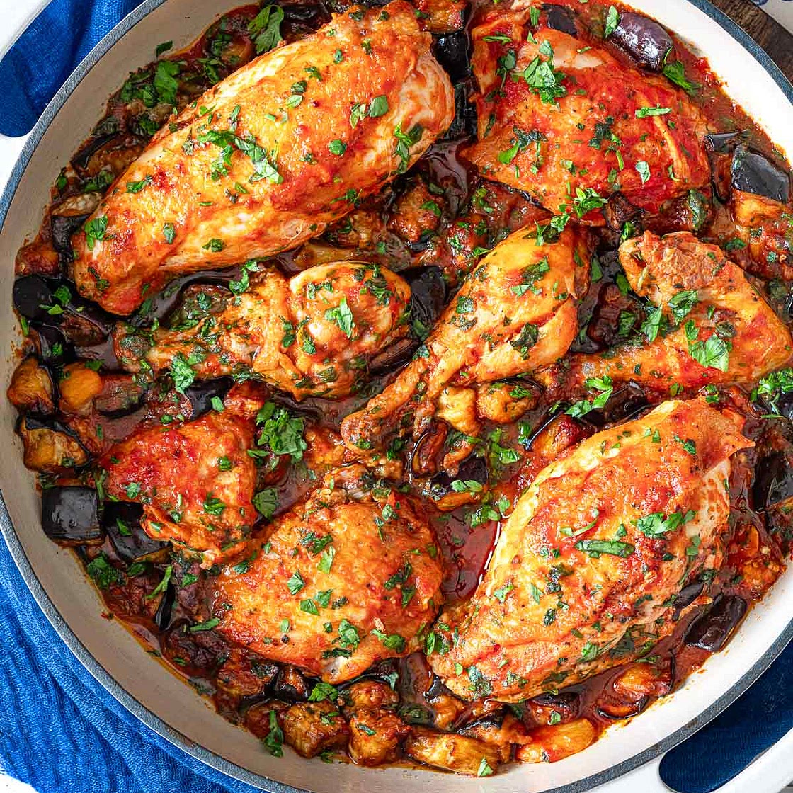 Pollo alle Melanzane (Braised Chicken and Eggplant)