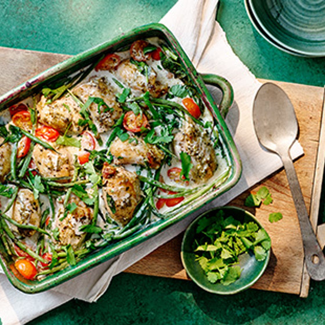 Thai green curry roasted chicken thighs