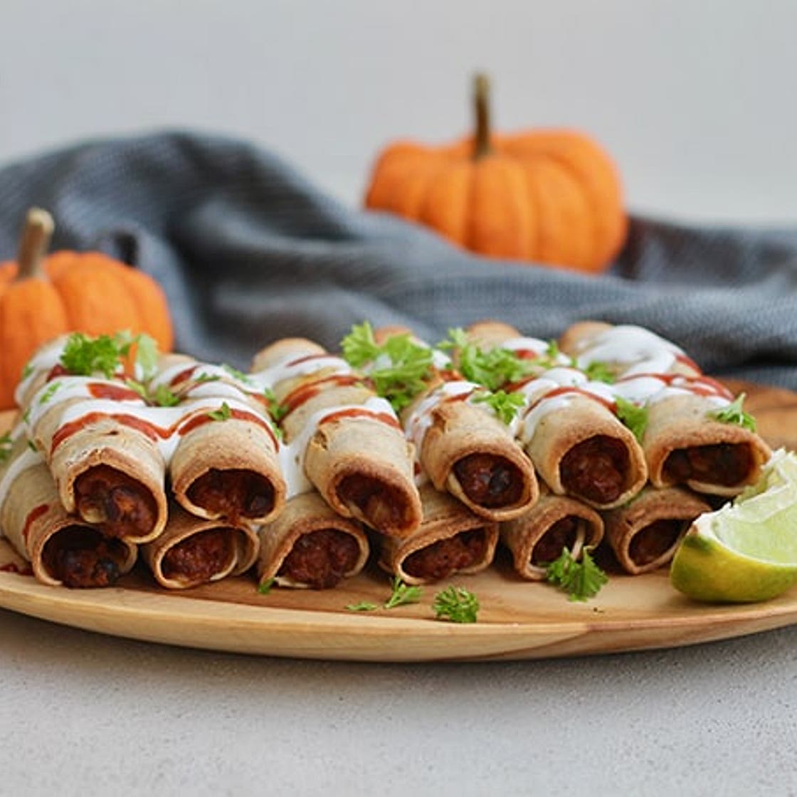 Pumpkin and Black Bean Taquitos