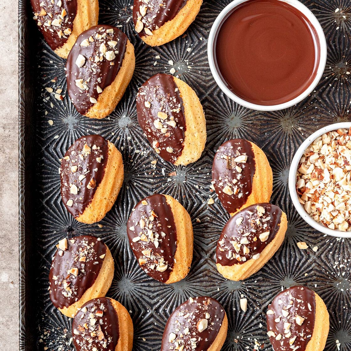 Dark Chocolate Hazelnut Madeleines