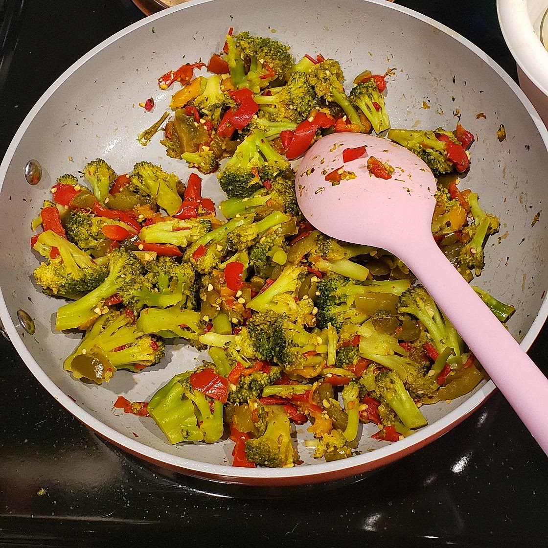 Quick broccoli and pepper saute-side