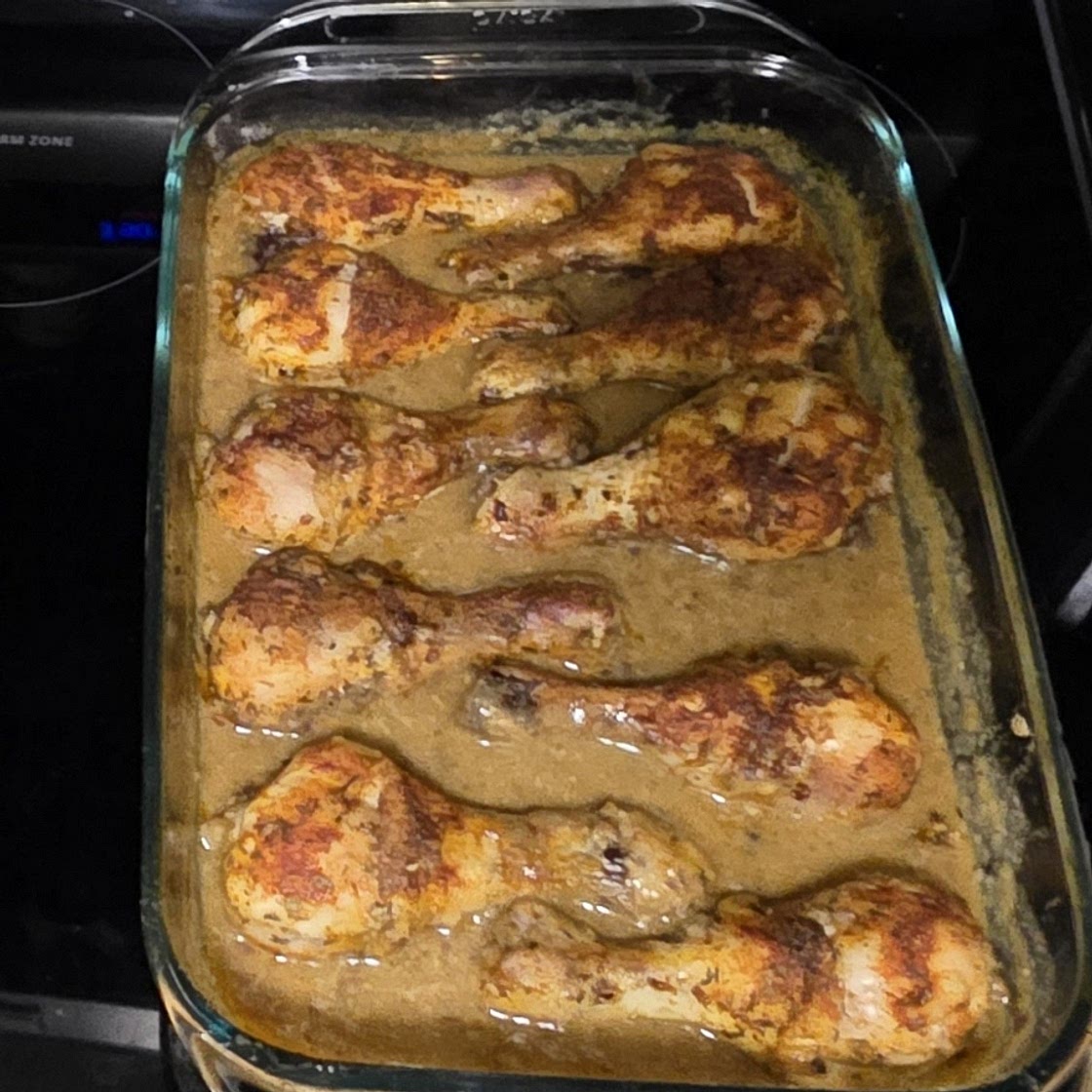 Gravy Baked Chicken (thighs & drumsticks) - 5 min prep!