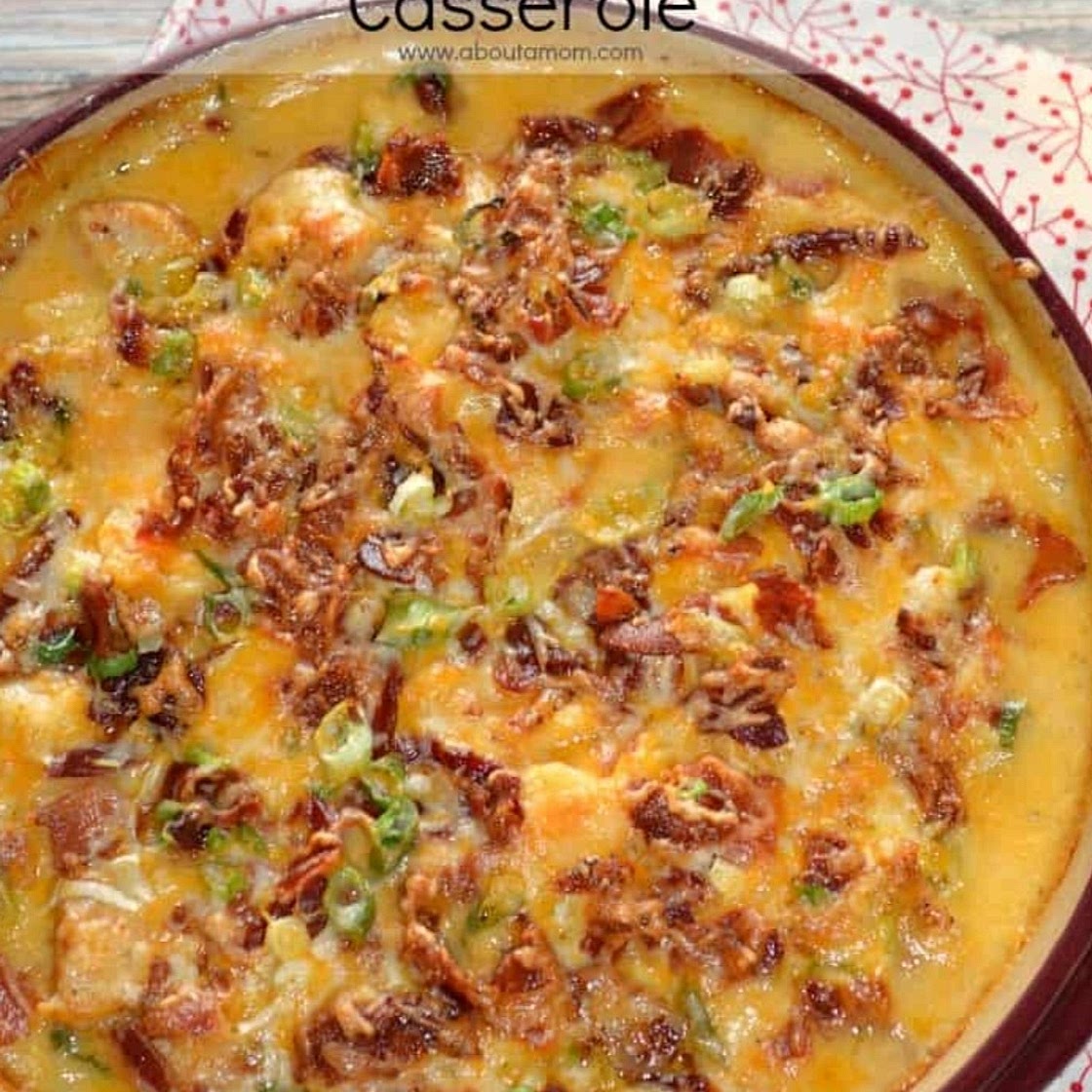 Easiest Buffalo Chicken Potato Casserole