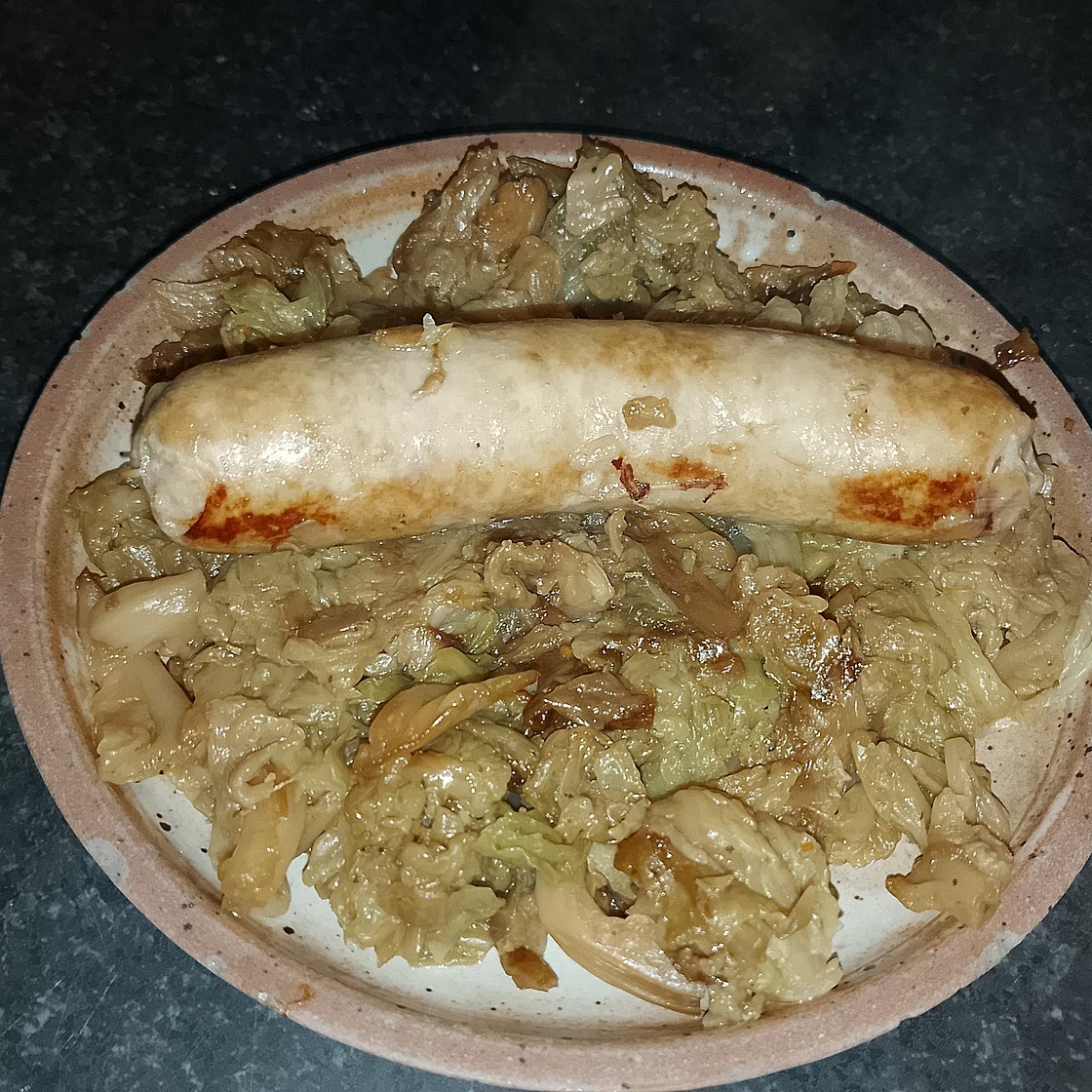 Chou blanc et saucisse au Cookeo