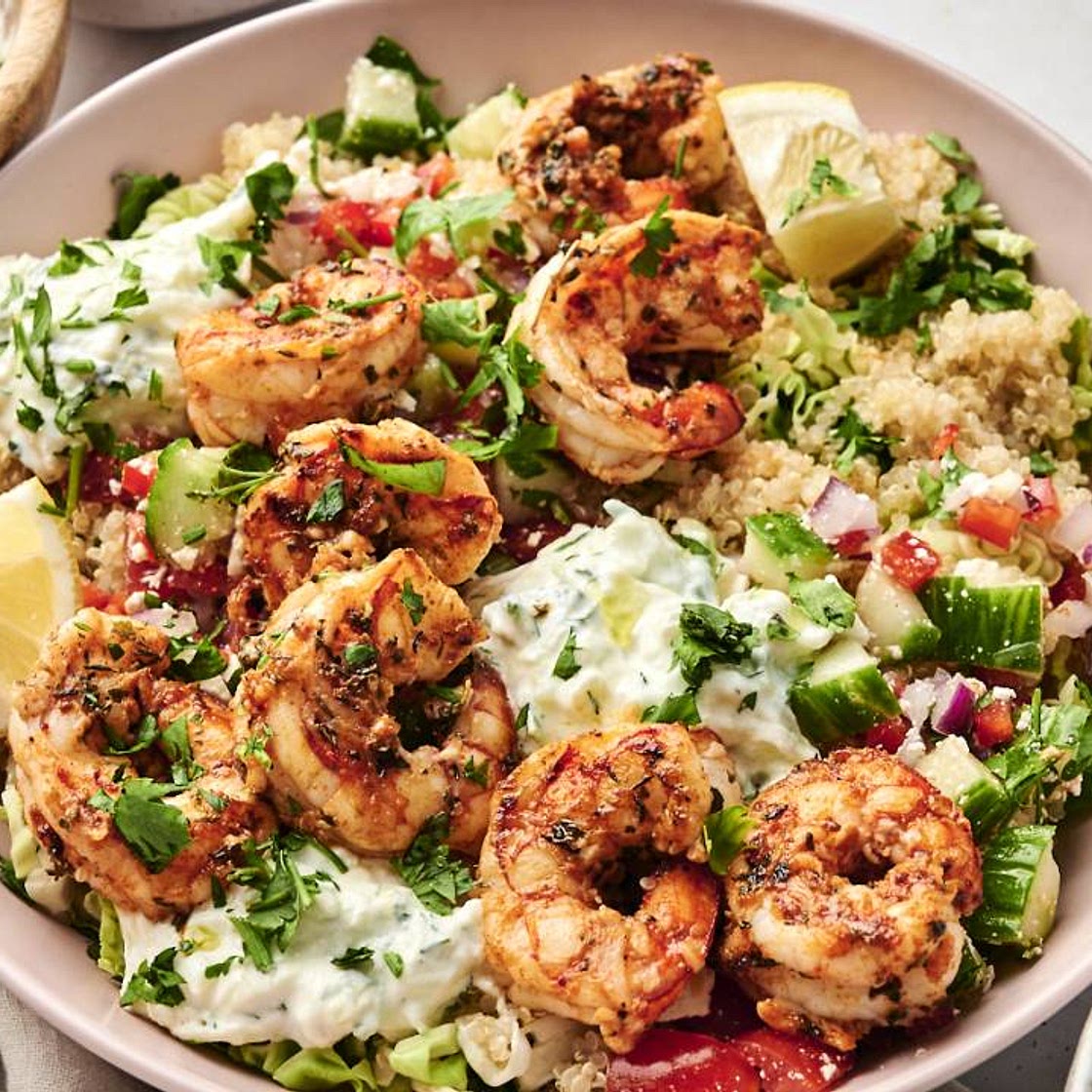 The Easiest Mediterranean Shrimp Bowls