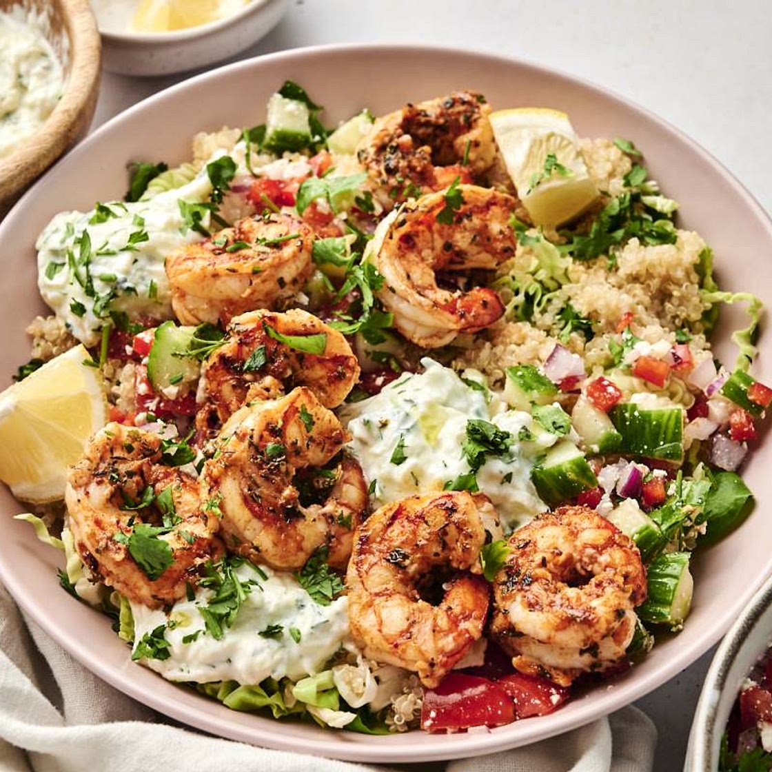 The Easiest Mediterranean Shrimp Bowls
