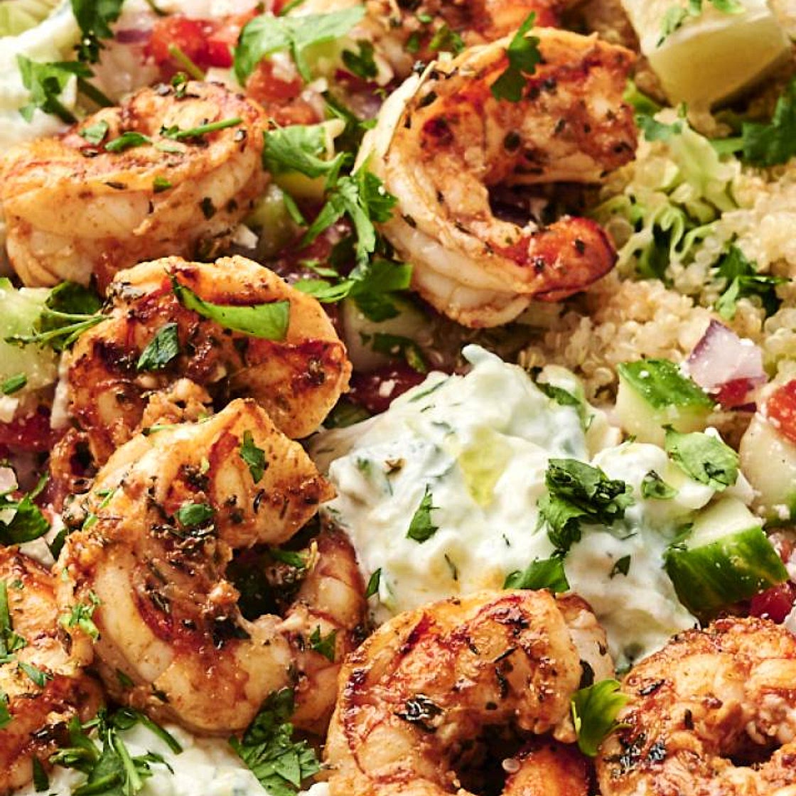 The Easiest Mediterranean Shrimp Bowls