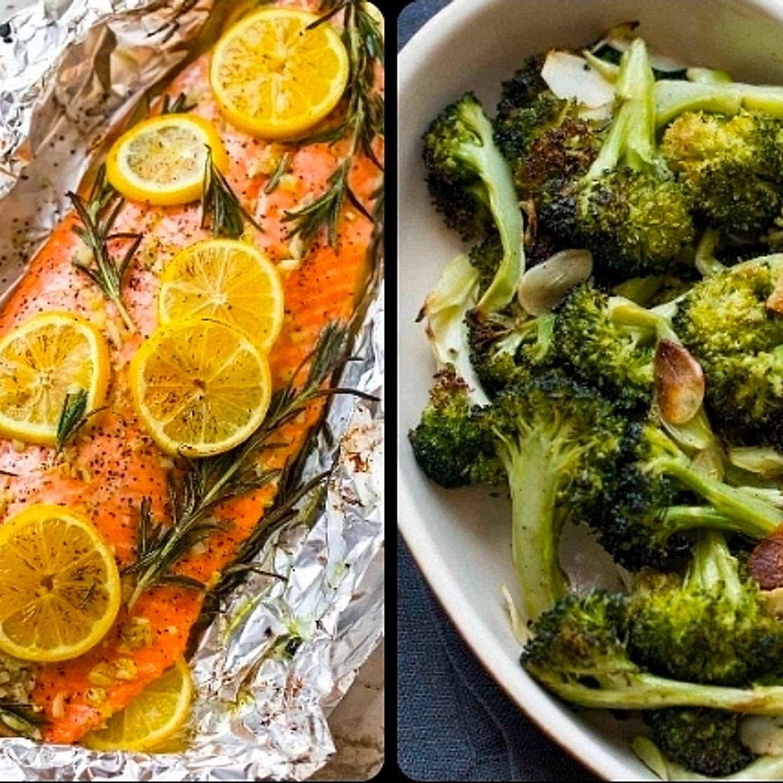 Baked Salmon + Roasted Broccoli