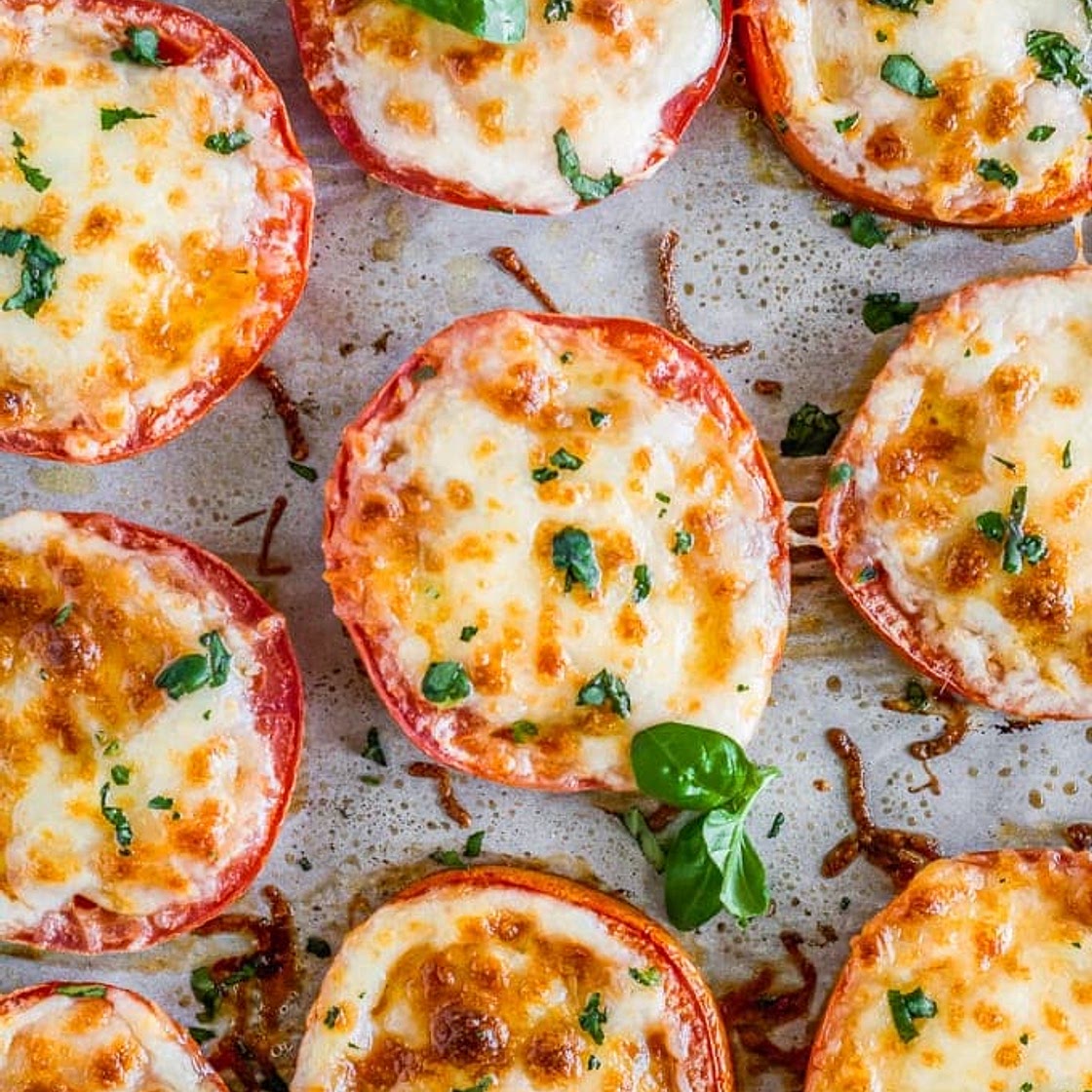 Baked Tomatoes with Mozzarella and Parmesan