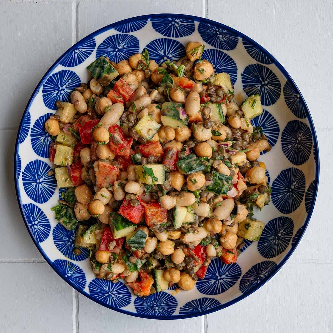 Three-Bean Chickpea Lentil Salad