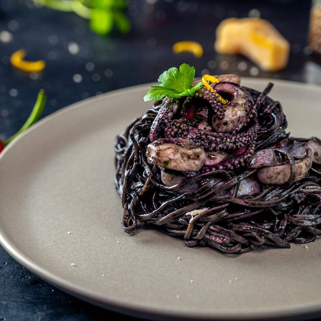 Squid ink pasta with cuttlefish