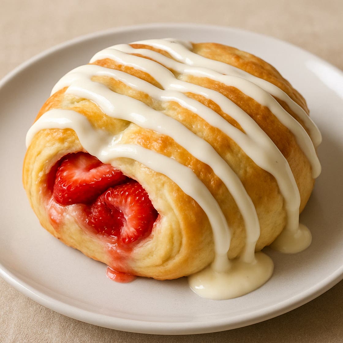 Strawberry Filled Dough with Cream Cheese Icing