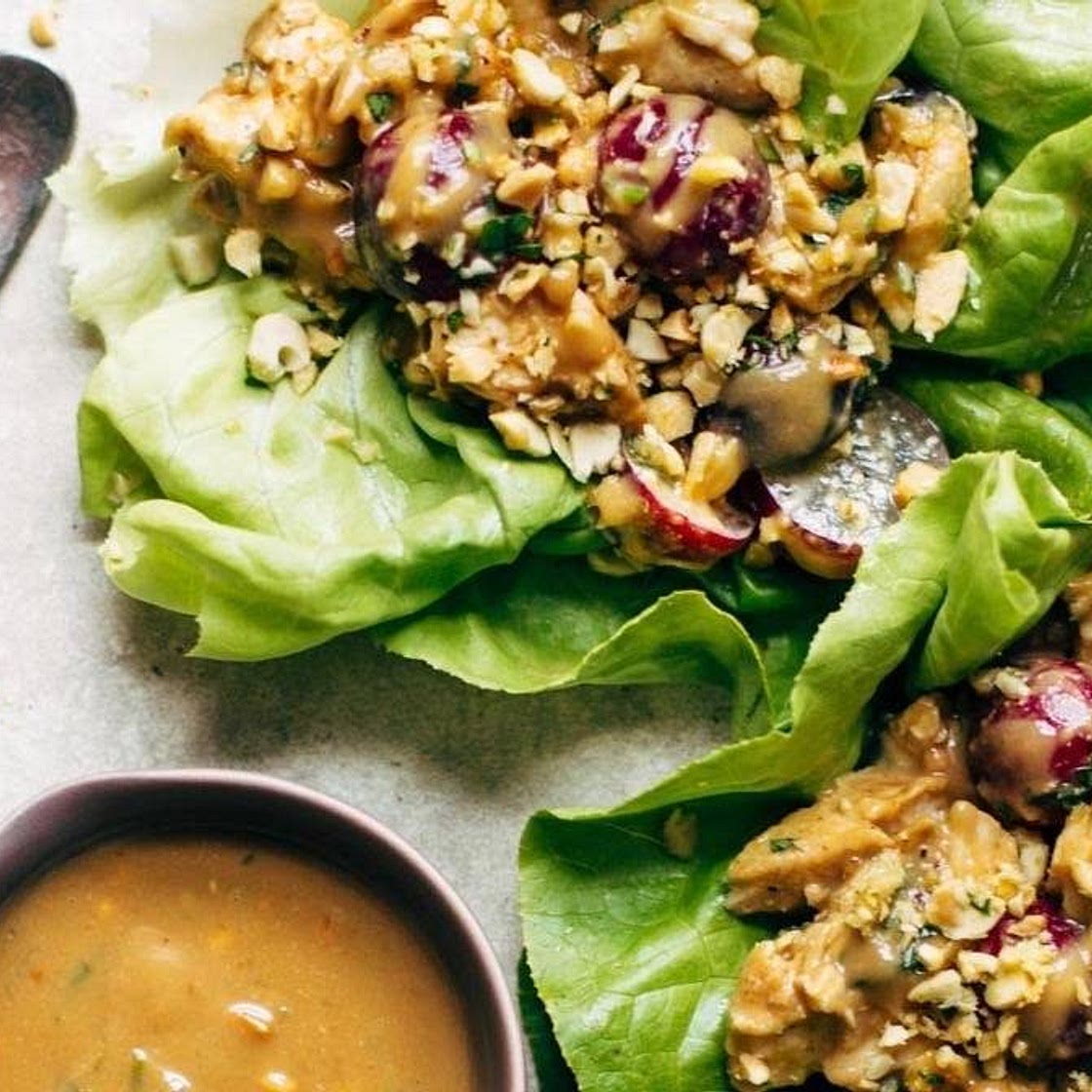 Creamy Miso Peanut Chicken Lettuce Wraps