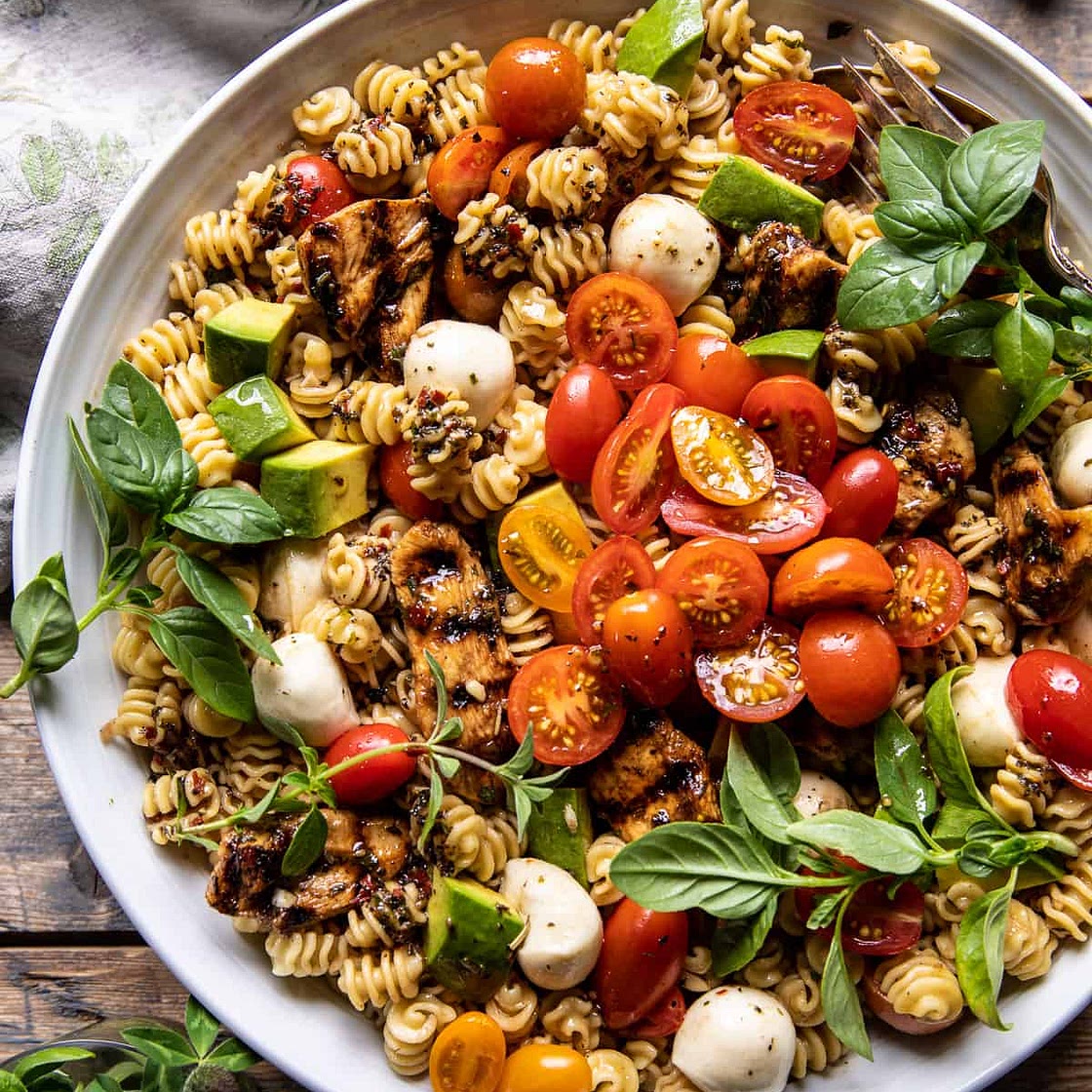 Caprese Chicken Pasta Salad