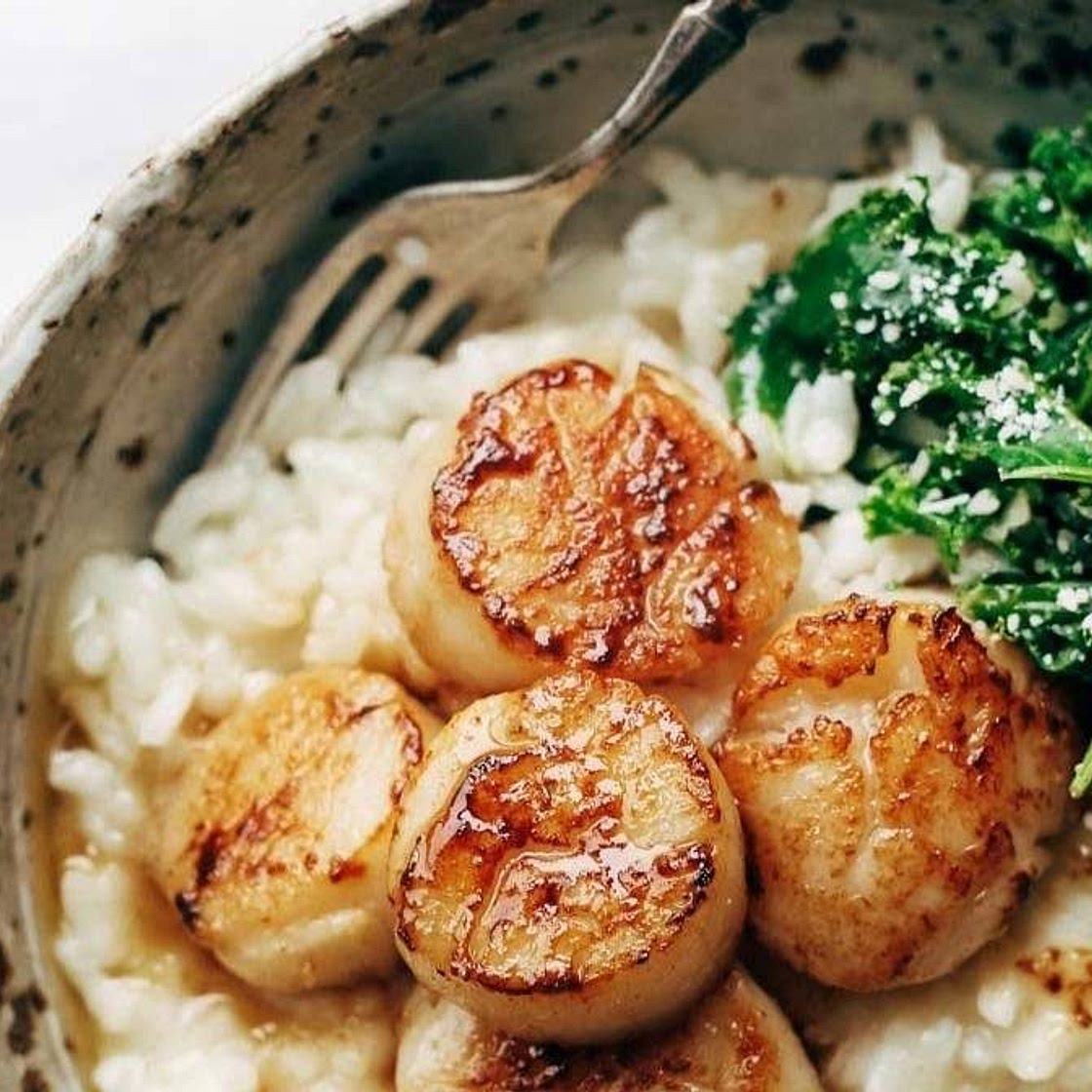 Brown Butter Scallops with Parmesan Risotto