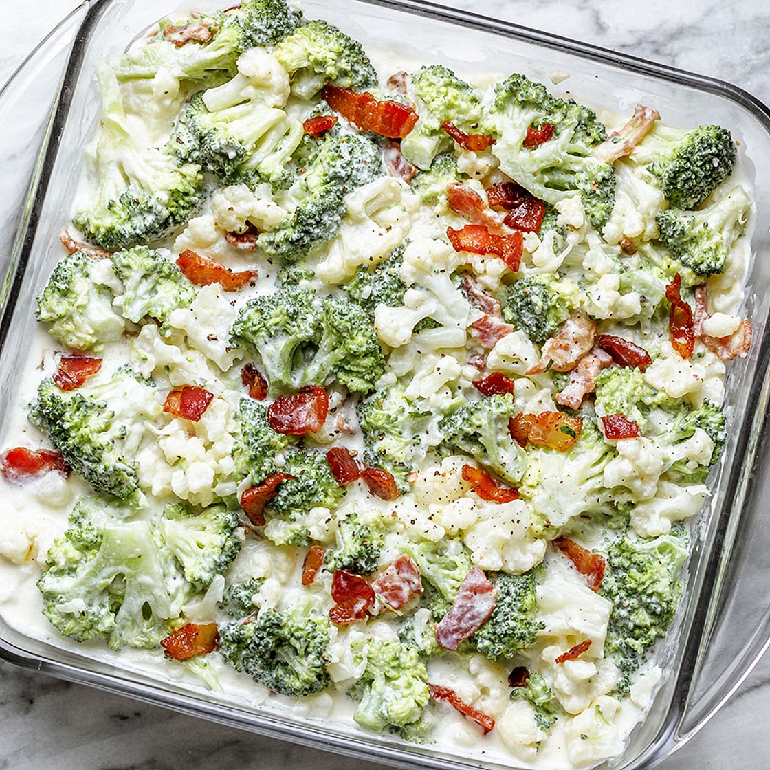Cauliflower Broccoli Casserole with Bacon