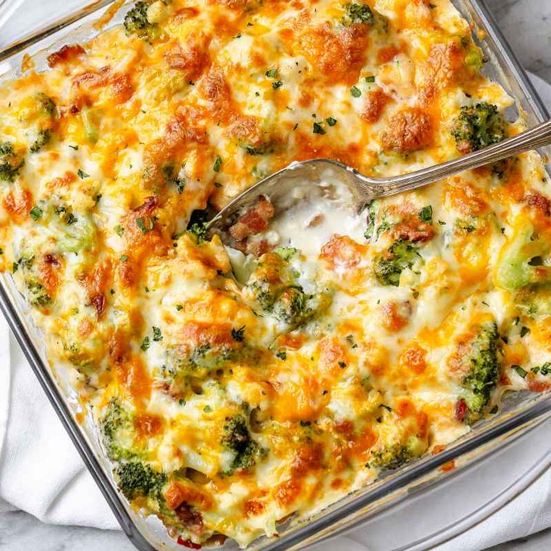 Cauliflower Broccoli Casserole with Bacon