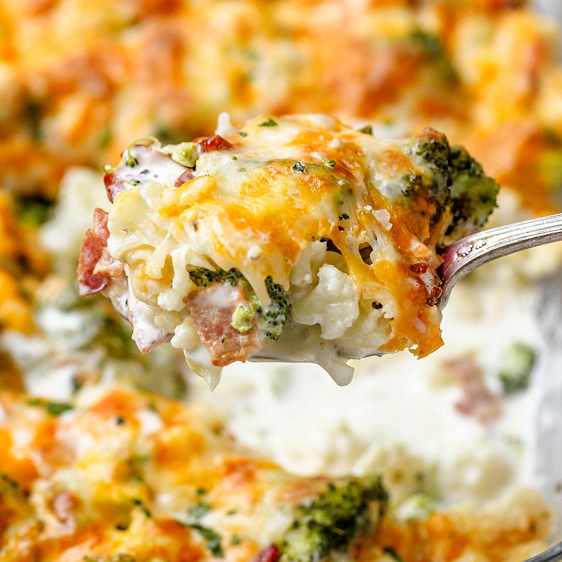 Cauliflower Broccoli Casserole with Bacon