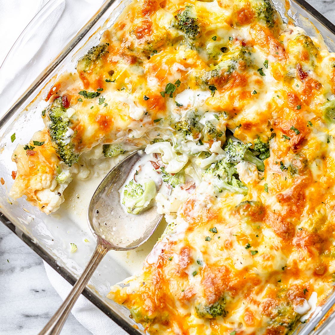 Cauliflower Broccoli Casserole with Bacon