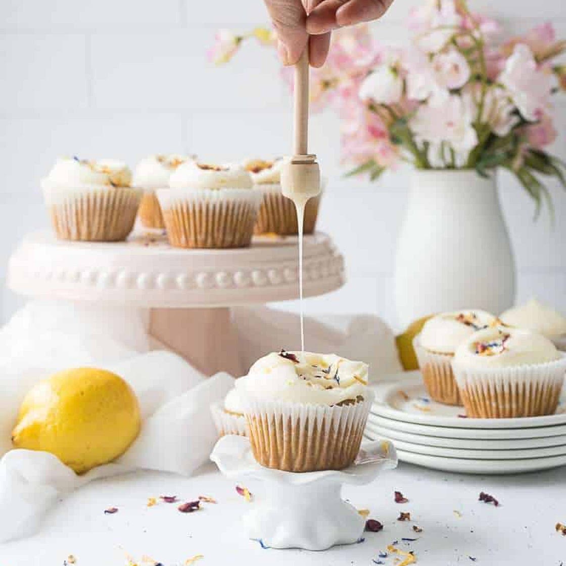 Honey Lemon Cupcakes with Cream Cheese Frosting