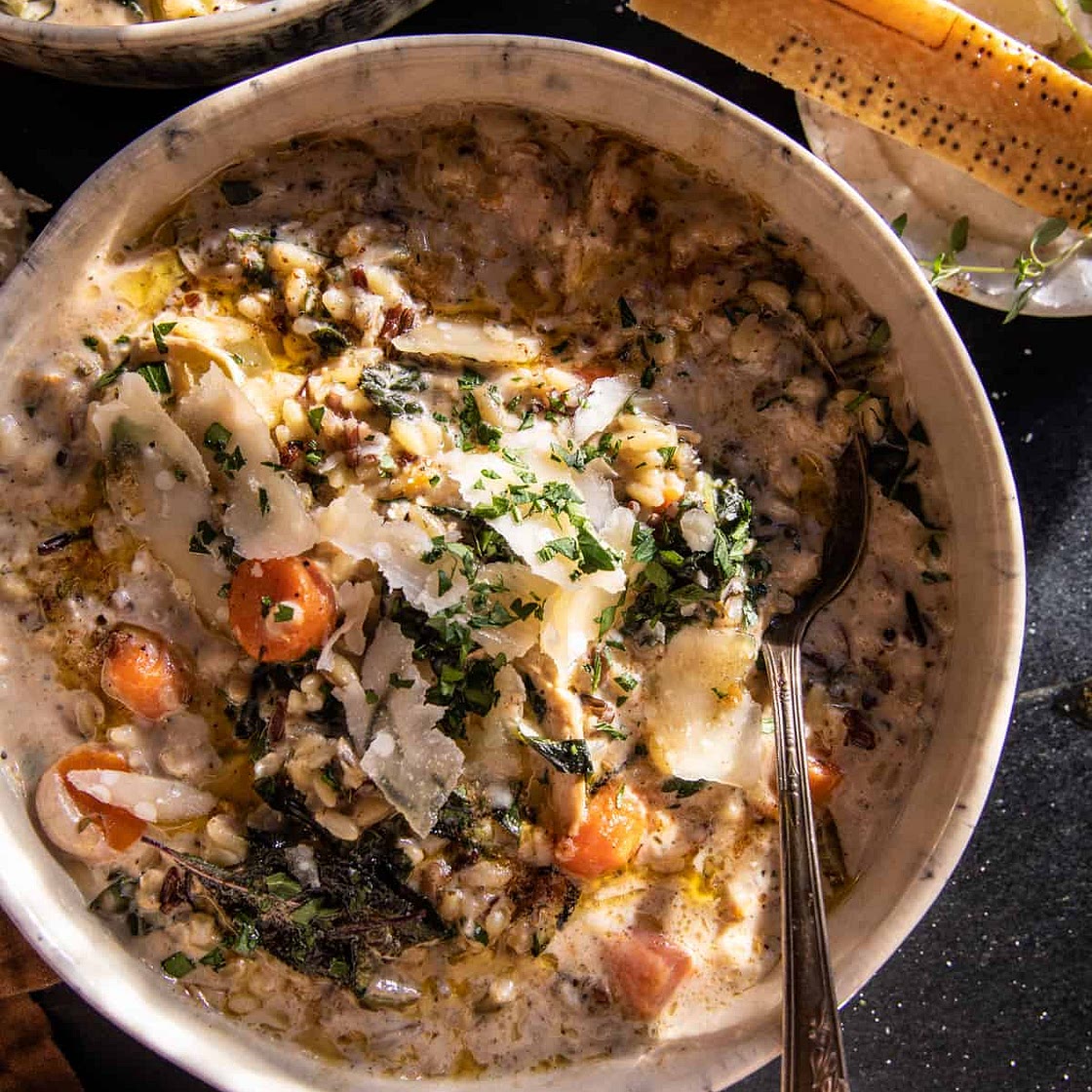 Cozy Wild Rice and Orzo Chicken Soup