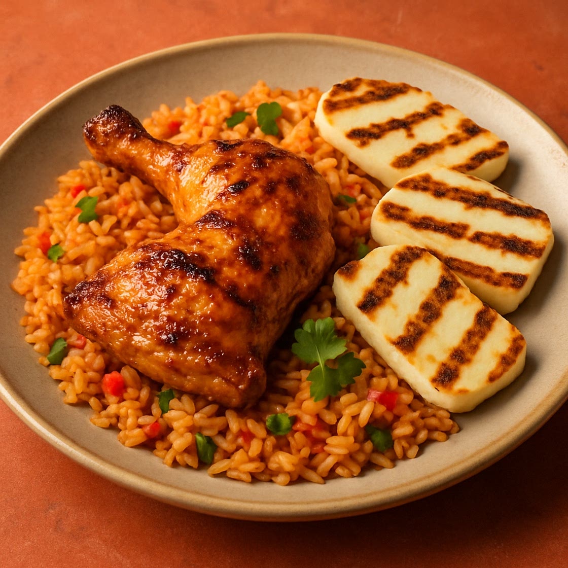 Nando’s Chicken and Rice with Halloumi