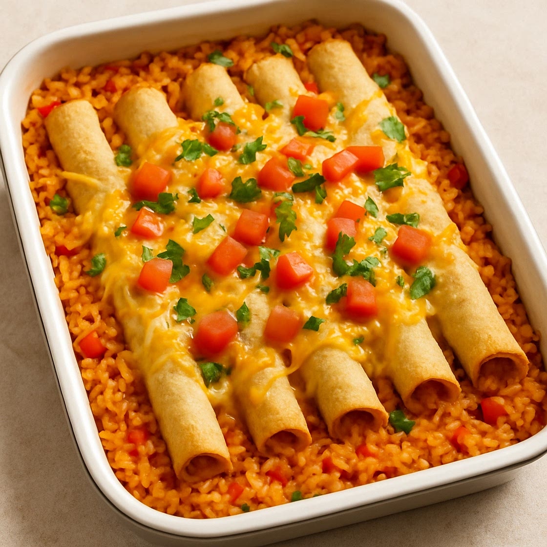 Taquitos and Rice Bake