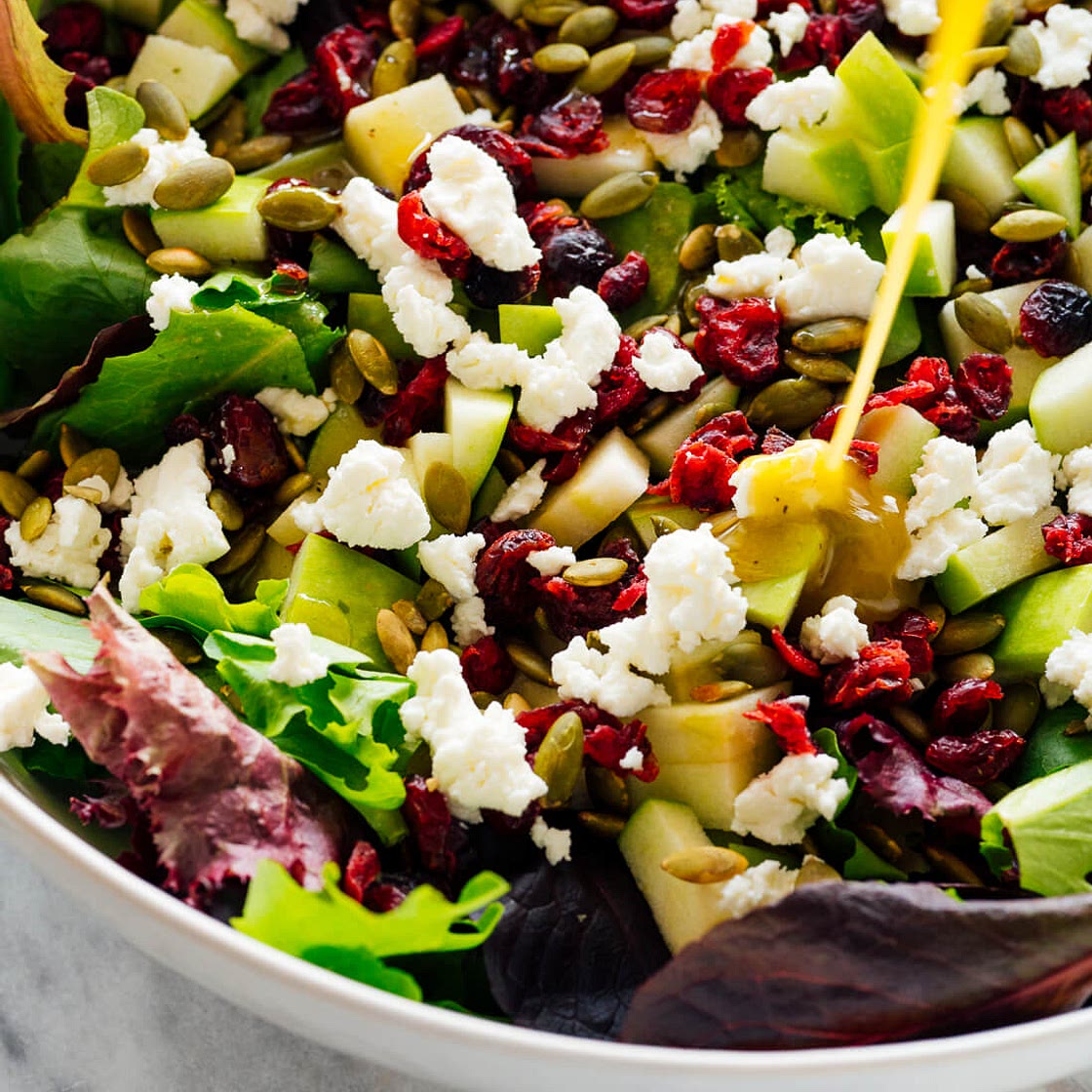Favorite Green Salad with Apples, Cranberries and Pepitas