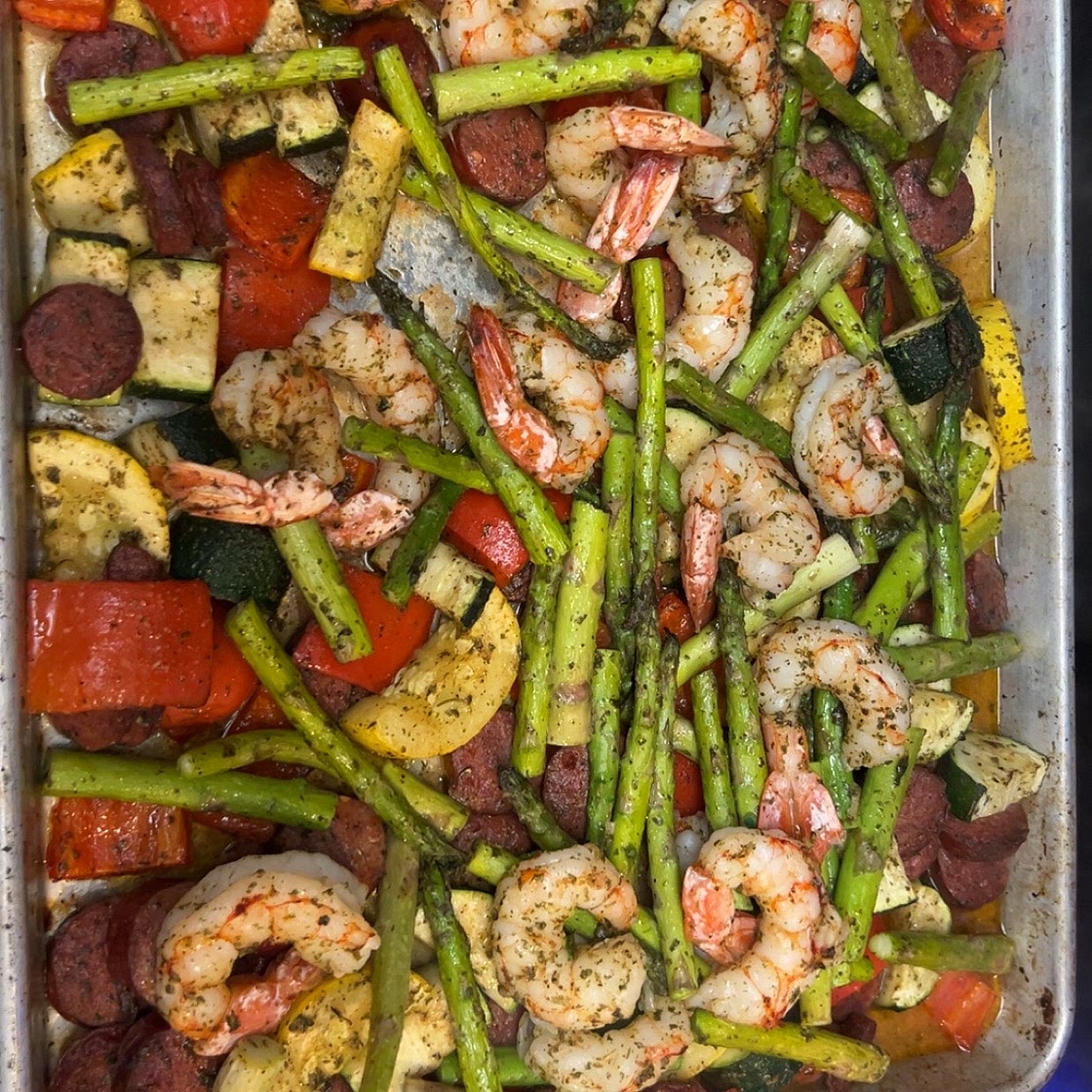Cajun Shrimp and Sausage Vegetable Sheet Pan