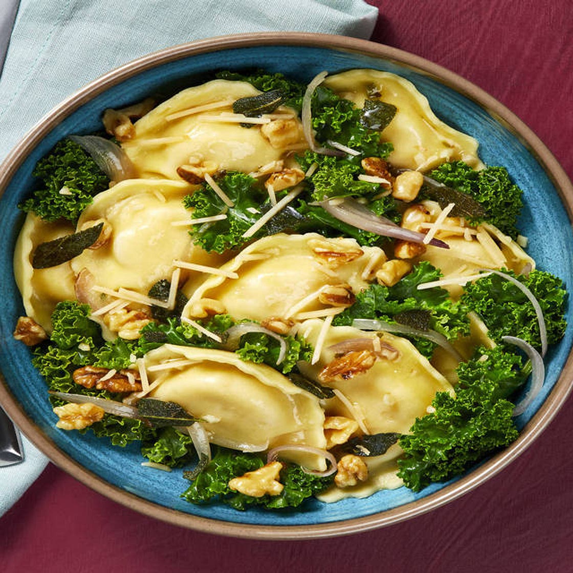 Butternut Squash Agnolotti with Kale in a Sage Brown Butter Sauce