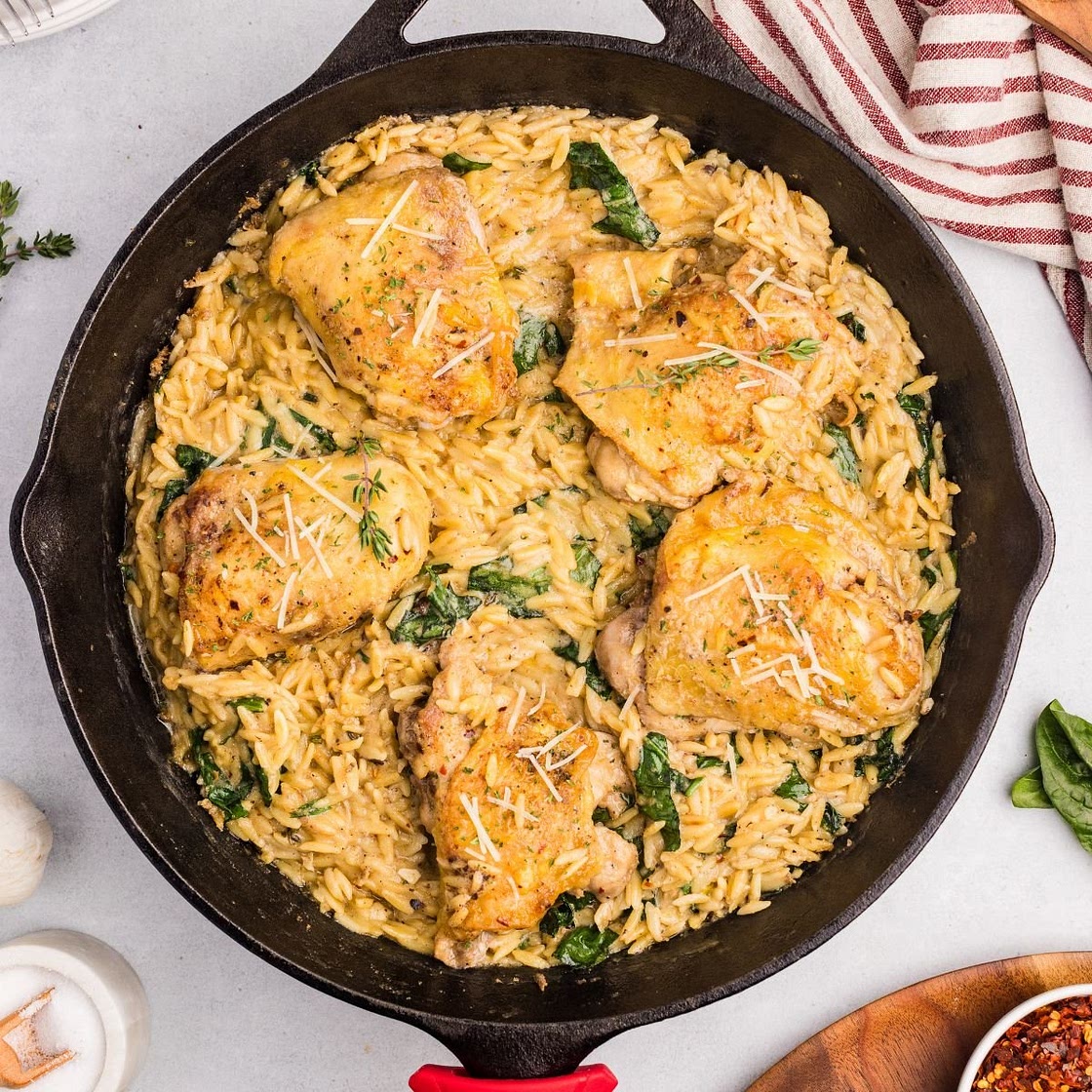 Creamy Chicken Orzo Bake (One-Pan Dinner)