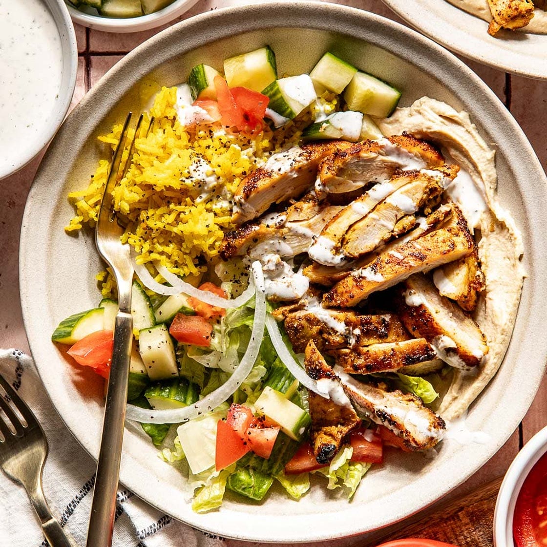 Halal-Style Chicken Shawarma Bowls