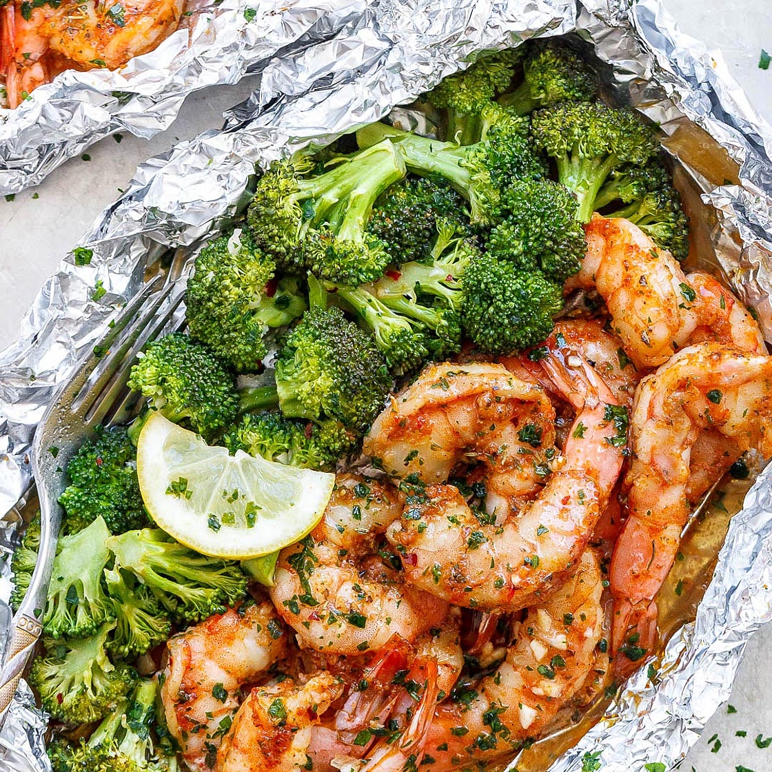 Shrimp and Broccoli Foil Packs