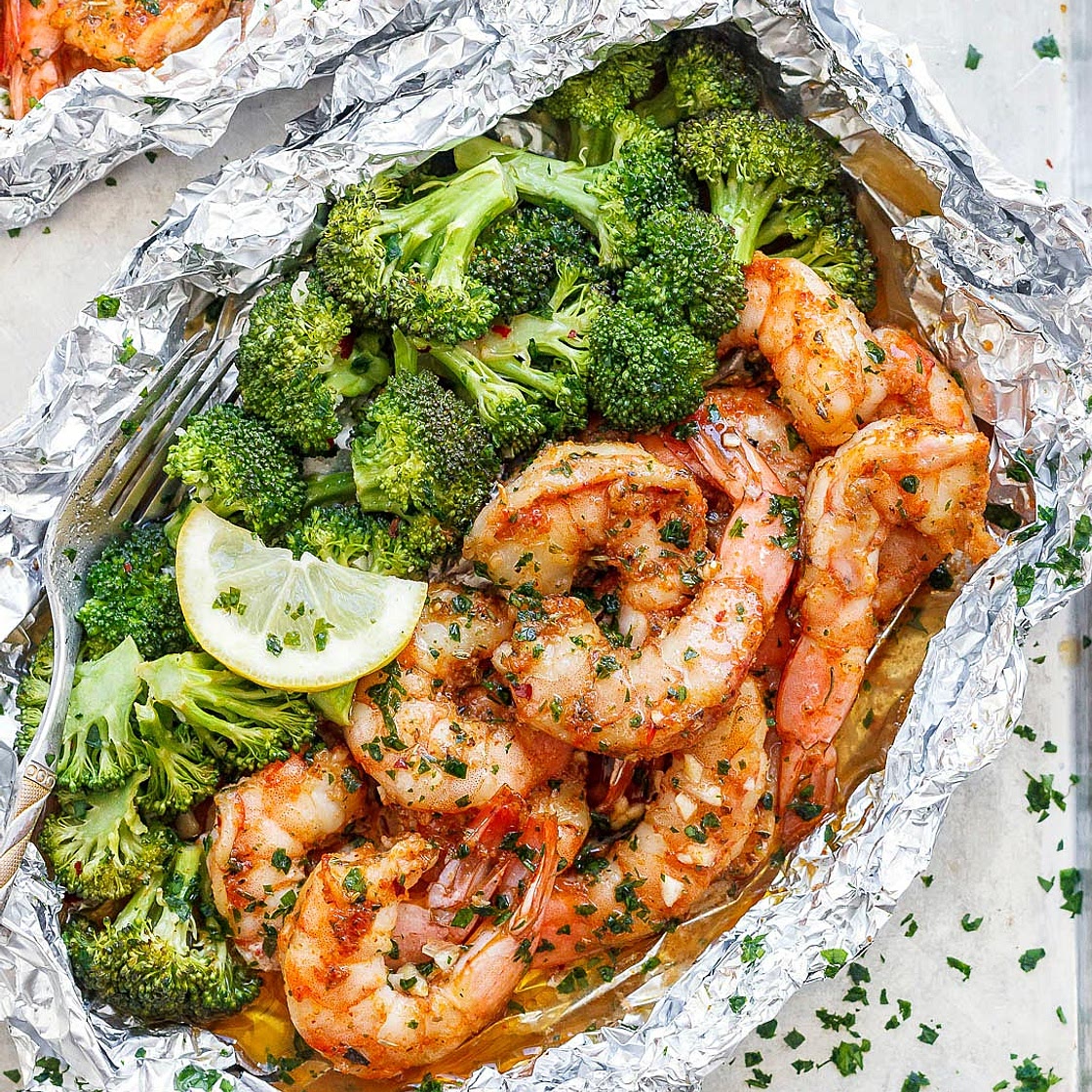 Shrimp and Broccoli Foil Packs