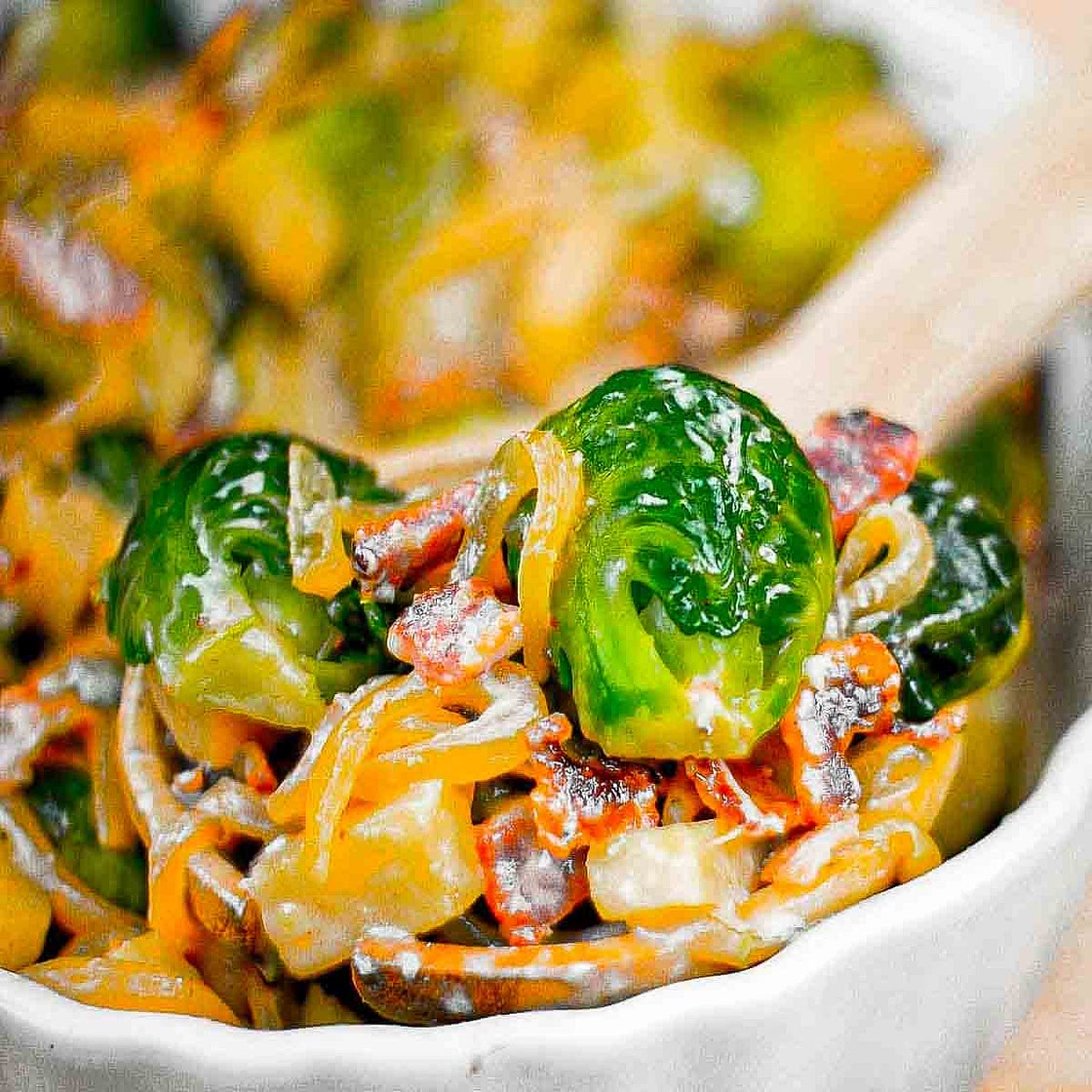 Creamy Brussels Sprouts and Bacon Casserole