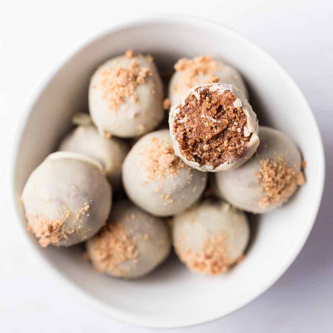 Healthy Gingerbread Energy Bites (No Bake White Chocolate Truffles)