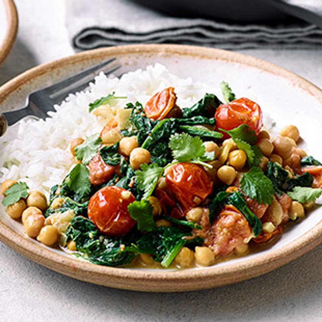 Fresh tomato and chickpea curry