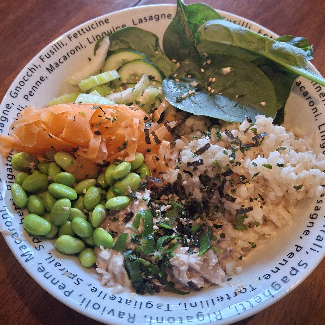 Spicy Canned Salmon Salad Rice Bowl