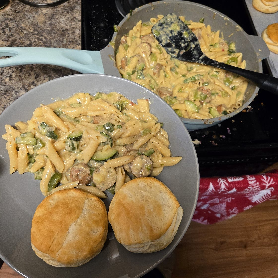 One Pot Smoked Sausage and Veggie Pasta