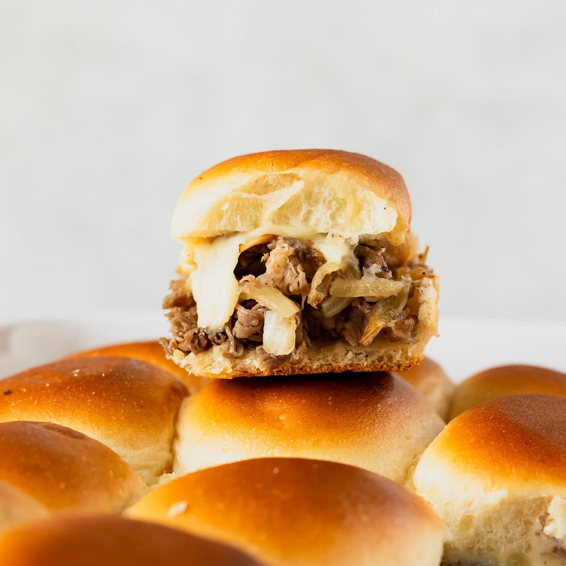 Philly Cheesesteak Sliders on King's Hawaiian Rolls
