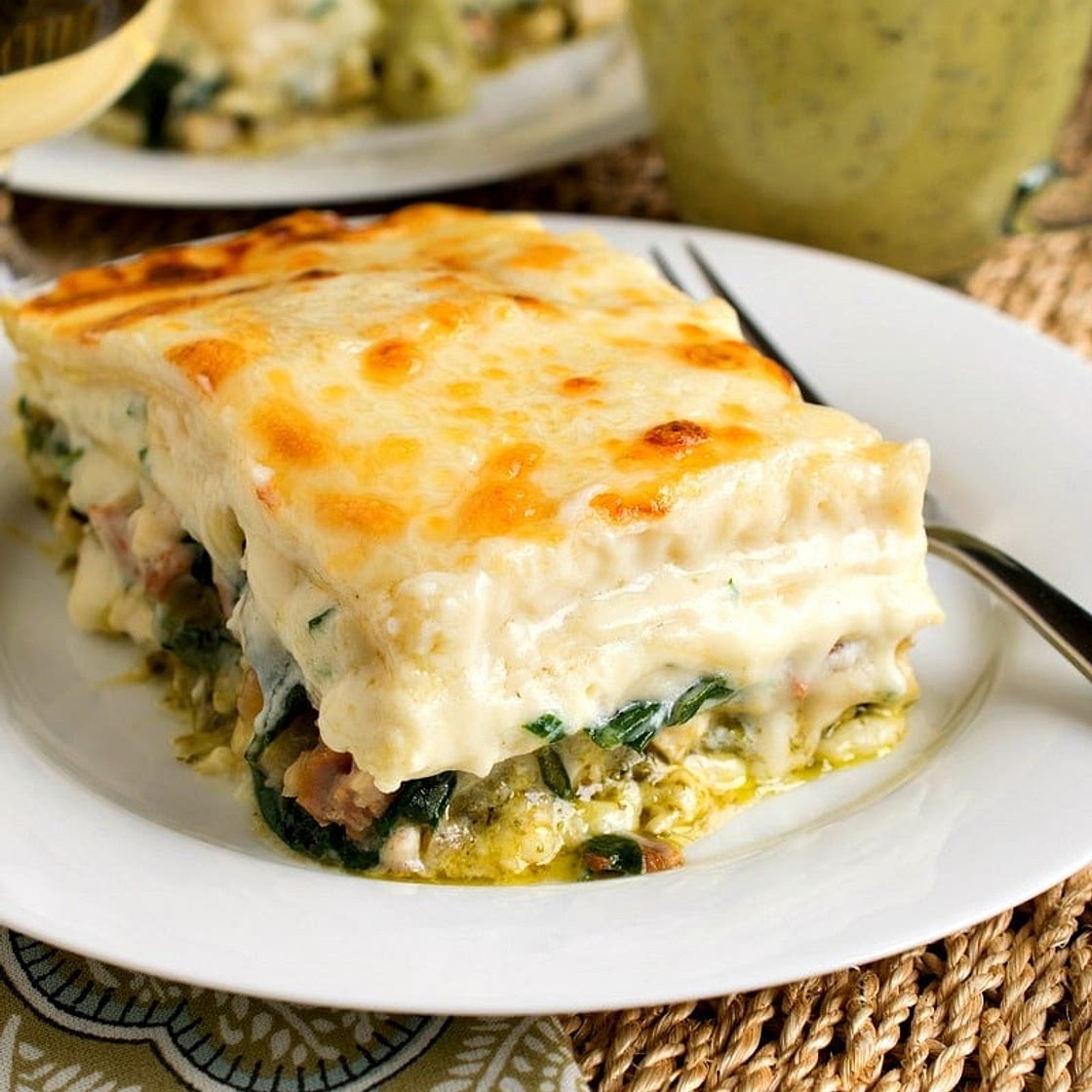 Chicken Lasagna with Pesto Cream Sauce