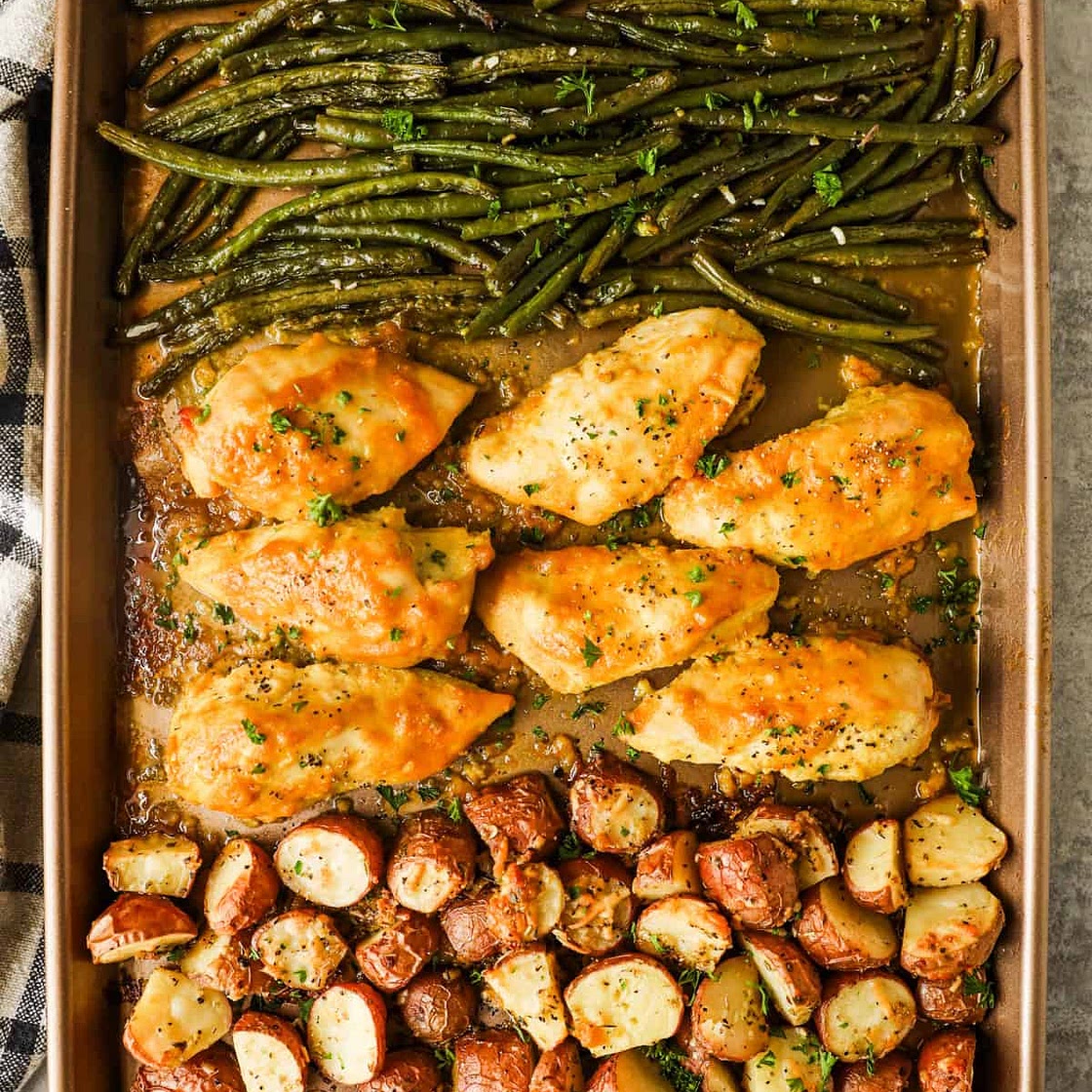 Sheet Pan Honey Mustard Chicken, Beans and Potatoes