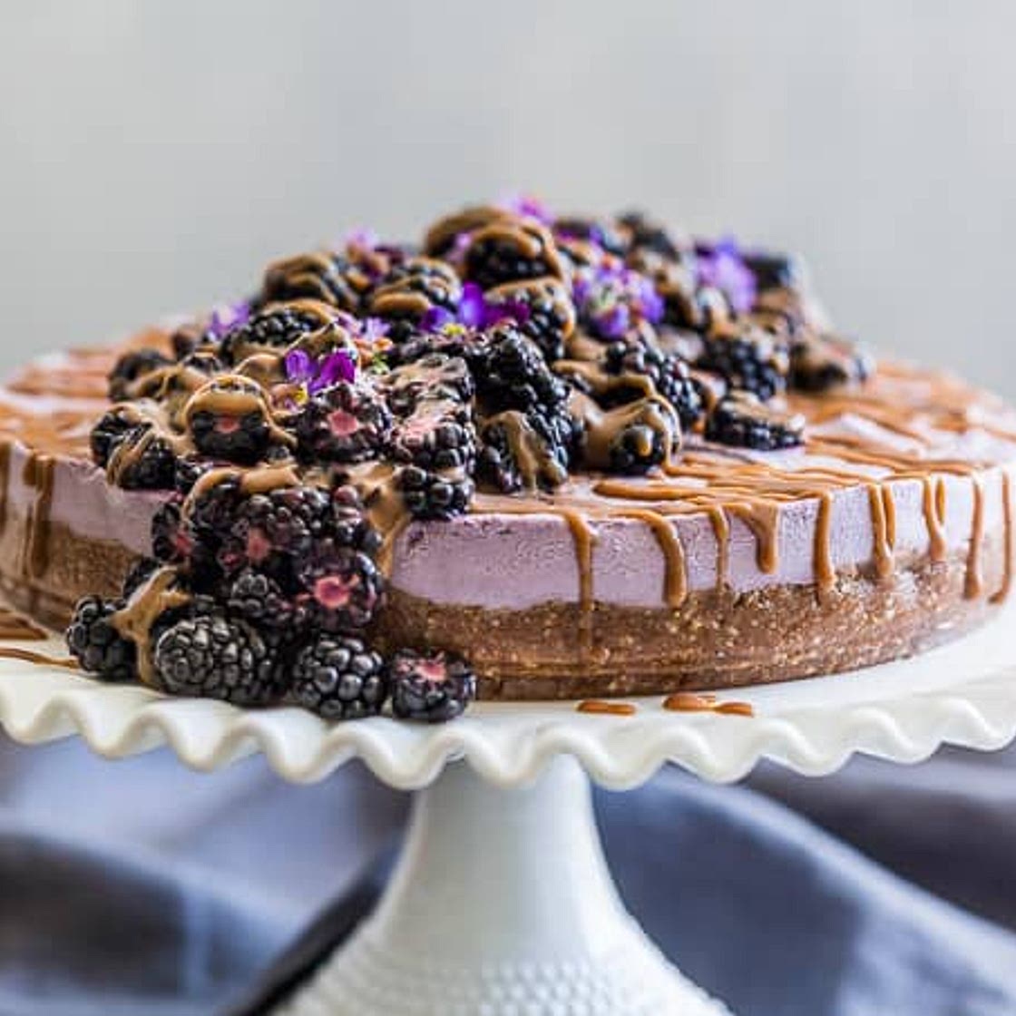 No Bake Caramel Blackberry Cheesecake