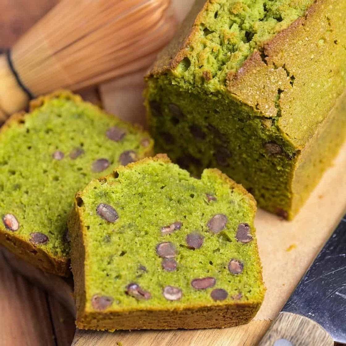 Matcha Pound Cake with Adzuki Beans