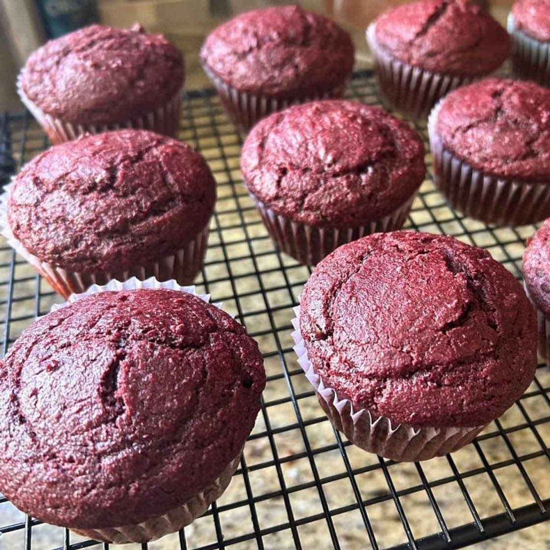 Chocolate Beet Muffins Made with Fresh Milled Flour
